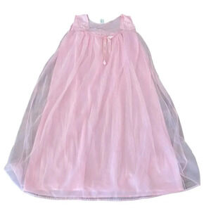 Vintage Texsheen bubblegum pink 50s 60s Ribbon Ball Nightgown Size 32